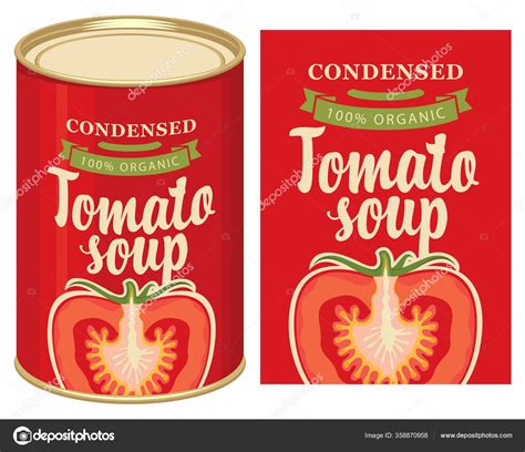 Vector Banner Condensed Tomato Soup Illustration Label Image Cut Tomato Stock Vector By ©paseven