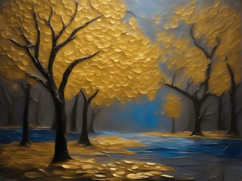 Premium AI Image | Oil tree painting digital