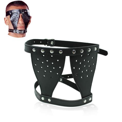 Erotic Men S Sex Accessories Leather Bondage Eye Mask Blindfolded Sex Fetish Slave Hollow Half