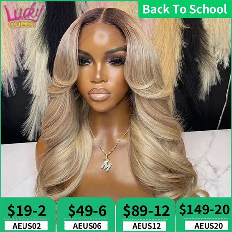 X Ombre Blonde Colored Frontal Wig Human Hair For Women Transparent