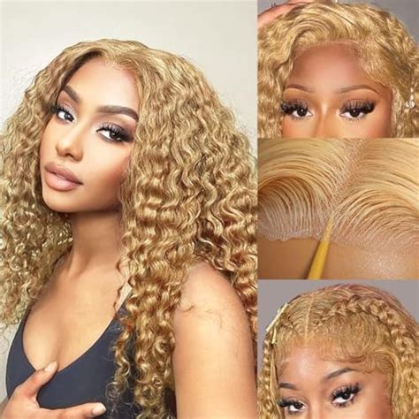 Amazon Honey Blonde Curly Lace Wig Human Hair Inch X HD Glueless Lace Front Honey