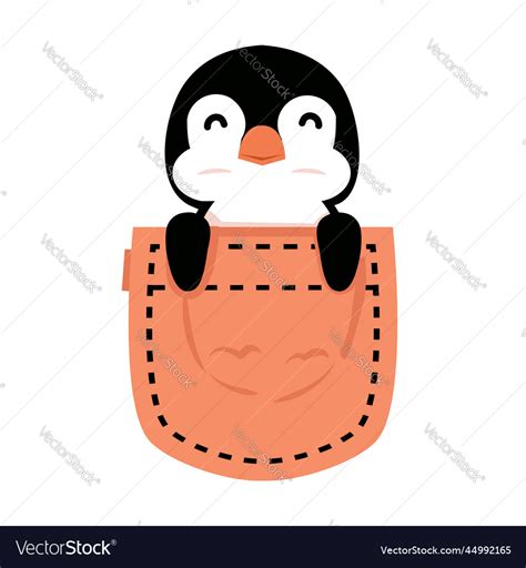 Cute penguin in pocket cartoon Royalty Free Vector Image