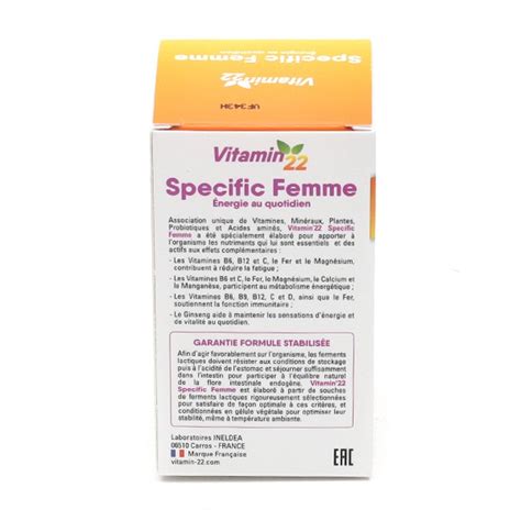 Vitamin 22 specific femme gélules - Vitalité, fatigue, anémie - Energie