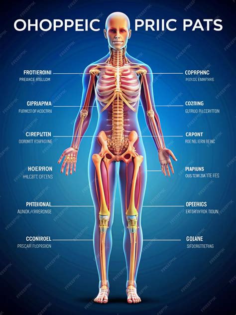 Silhouette of a man showing joints bones Orthopedic pain anatomy Text