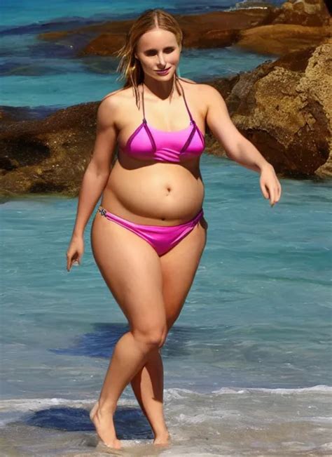 Sexy Thick Chubby Curvy Kristen Bell In A Bikini With Stable