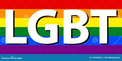 LGBT Lesbian Gay Bisexual Transgender Text White Color In Rainbow Flag Stock Vector