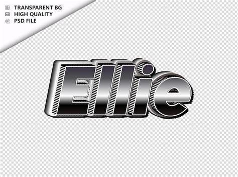 Ellie Tipograf A Texto Plateado Negro Psd Transparente Archivo Psd