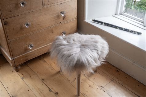 Beech Stool With Icelandic Sheepskin Nude Ambleside Sheepskins
