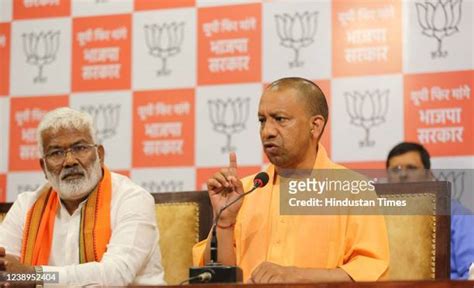 Press Conference Of Uttar Pradesh Chief Minister Yogi Adityanath Photos And Premium High Res