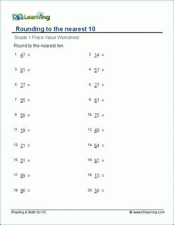 Rounding To The Nearest 10 Worksheets