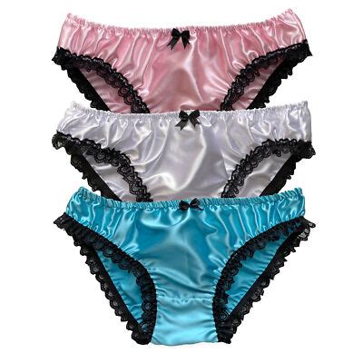 Satin Silky Frilly Lace Sissy Panties Bikini Knickers Underwear Size Ebay