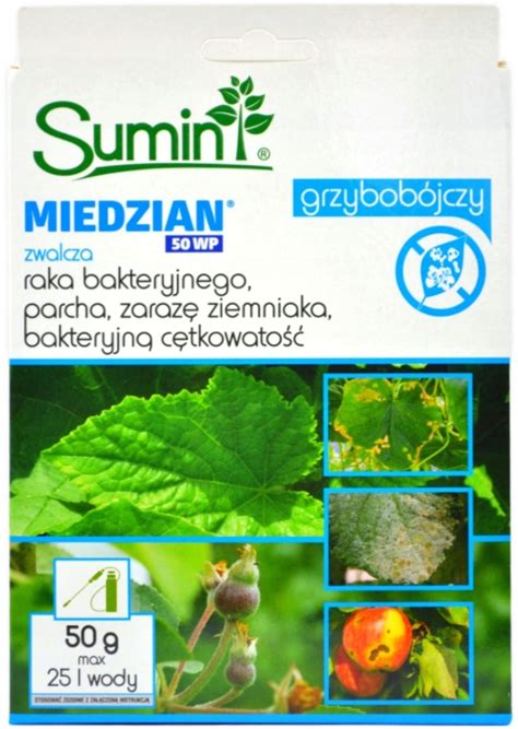 MIEDZIAN 50 WP Sumin Grzybobójczy Zaraza Parch 50g Miedzian 50wp 50g