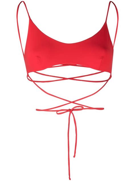 Magda Butrym Strap Tied Bikini Top In Rot Modesens