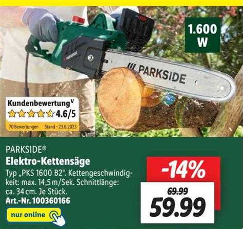 Parkside Elektro kettensäge Typ pks 1600 B2 Angebot bei Lidl