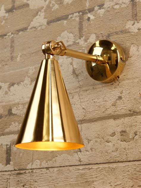 Retro Brass Wall Light With Adjustable Cone Shade Brass Wall Light