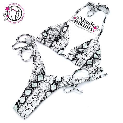 Teenie Weenie Bikini No 20 White Snake Print Magic Bikinis Custom Competition Suits And