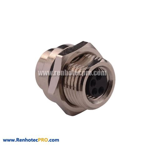 M8 4 Pin Female Connector Straight For Panel Mount