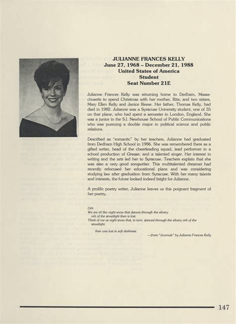 Julianne Kelly | Pan Am 103 Lockerbie Legacy Foundation