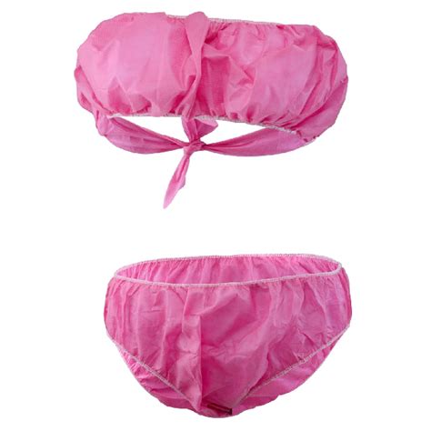 Kit Para SPA Desechable Bikini Y Top Color Rosa Con Pza Desechable