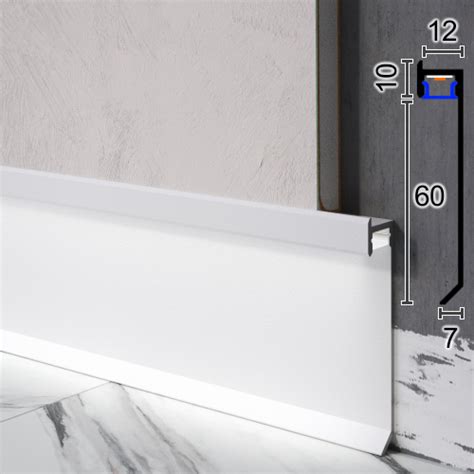Скрытый алюминиевый плинтус со встроенной LED-подсветкой Sintezal P ...