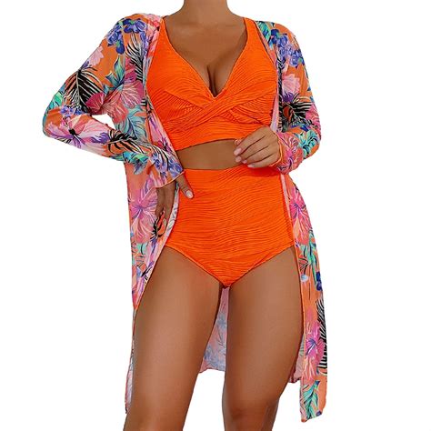 Bathing Suit Tops For Women High Waist Bikinis 2025 Sexy 3 Piece Bikini Set Cover Up Swimsuit