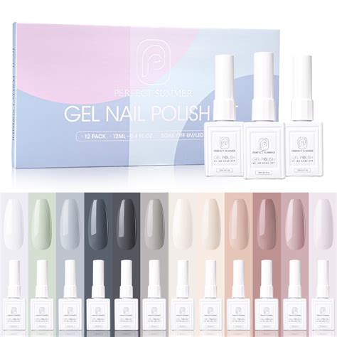 Perfect Summer Gel Nail Polish Set 12 Colors Gel Polish Gray Nude Shellac Nail Polish Set