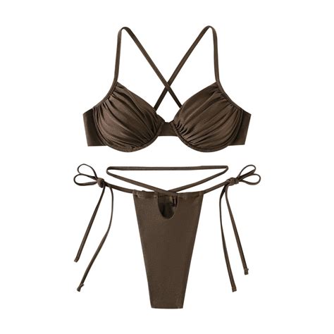 Herrnalise Women String Bathing Suit Two Piece Lace Up New Sexy Solid Split Bikini Swimsuit Set