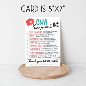 EDITABLE CNA Survival Kit Card Nursing Home Nurse Appreciation