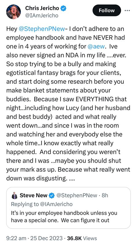 Jericho Told The Nda To Go Fuck Its Ass R Scjerk