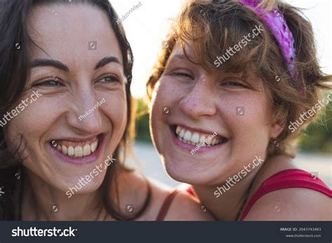 Two Girls Hug Lesbian Couple Spends Stock Photo Shutterstock