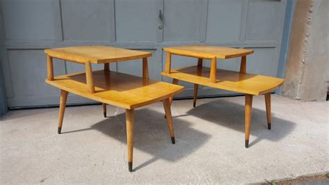 Blond Mid Century End Table Set Haute Juice