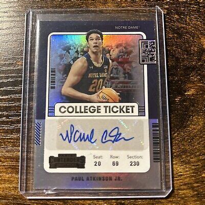 Paul Atkinson Jr 2022 23 Chronicles Contenders College Ticket Auto RC