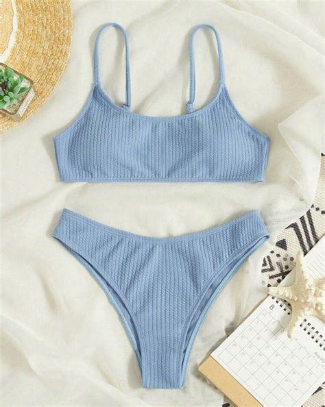 Dusty Blue Bikini Set Women S Fashion Swimwear Bikinis Swimsuits On Carousell