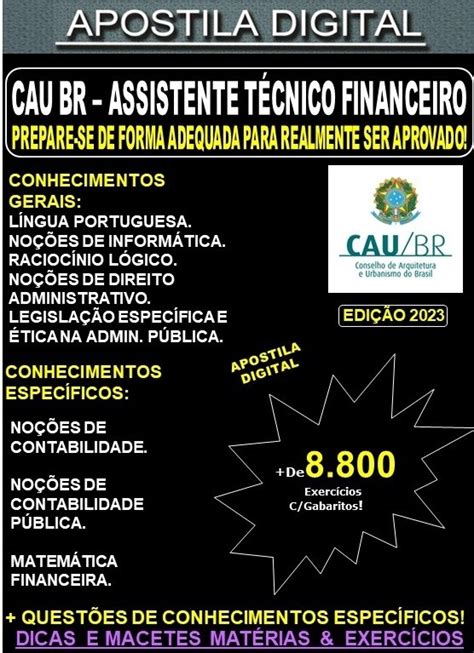 Apostila CAU BR ASSISTENTE TÉCNICO FINANCEIRO Teoria 8 800