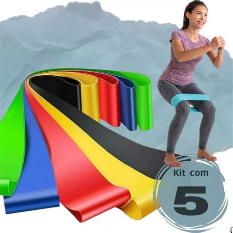 Faixa Elástica Para Pilates - Kit 5 Faixa Elástica de Resistência Mini Band para Treino Yoga Pilates ...