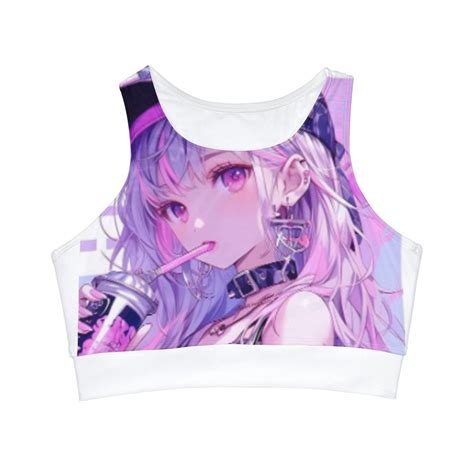 High Neck Crop Bikini Top Girl Anime Etsy