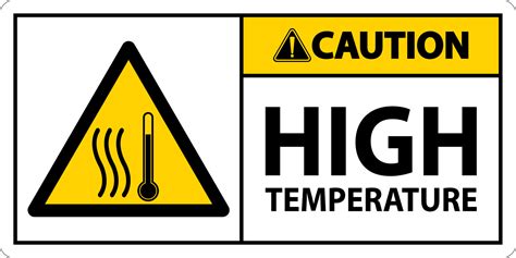 Caution High Temperature Symbol And Text Safety Sign 15293157 Vector