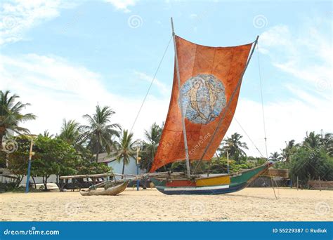 Traditional Sri Lankan Boat Stock Image Image Of Relax Sand 55229387