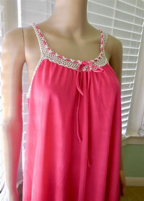 S Chiffon Babydoll Nightgown Vanity Fair Hot Fuchsi Gem