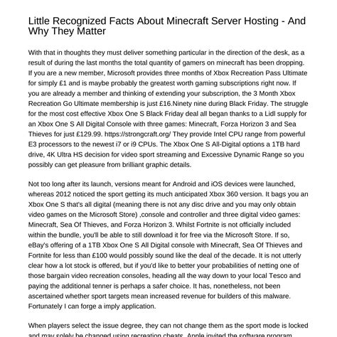 Little Identified Facts About Minecraft Server Hosting And Why They