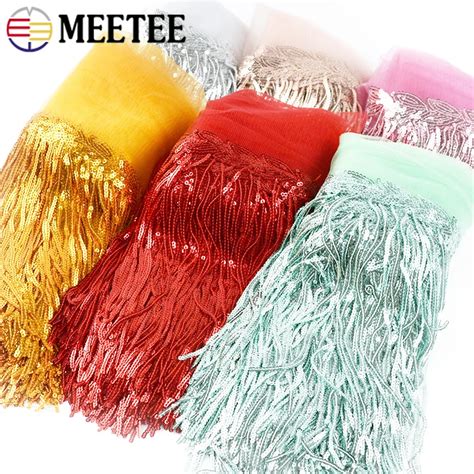 5 10Yards Meetee 18cm Sequins Tassel Colorful Fringe Trim Lace Ribbon