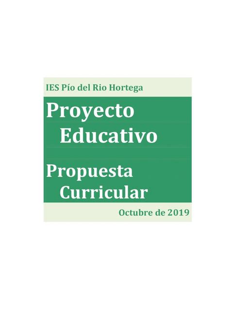 Pdf Ies P O Del Rio Hortega Proyecto Educativoiespiodelriohortega