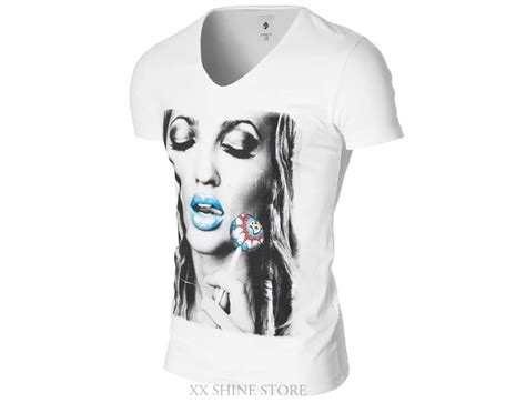 Man Graphic Tee Mens Sexy T Shirt O Neck Short Sleeve Slim Fit Woman Lollipop Print Mod2009vn