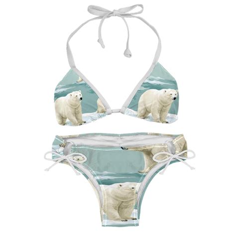 Polar Bear Swimsuit Women Bikini Sets Detachable Sponge Adjustable Strap Swim Suits Two Pack
