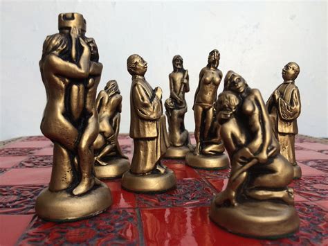 Erotic Chess Set Handmade Mature Chess Set In A Metallic Etsy