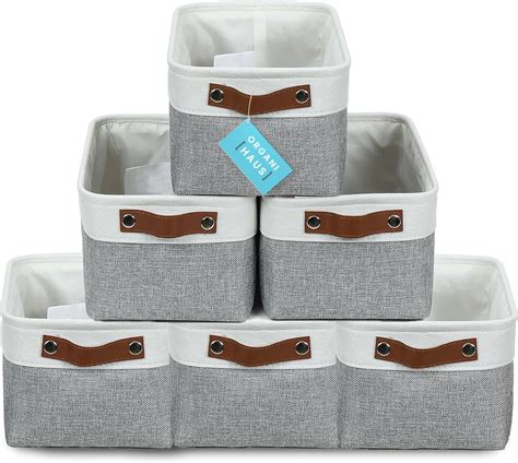 Amazon.com: OrganiHaus Small Fabric Storage Bins for Shelves 6 Pack ...