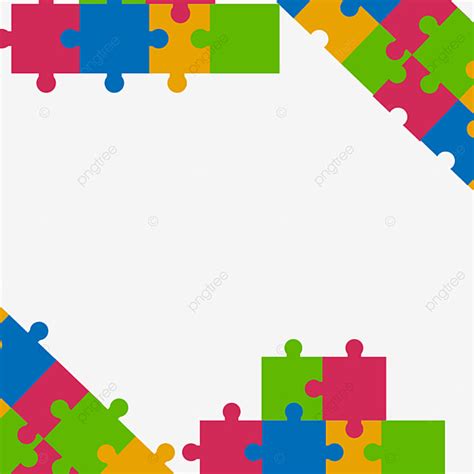 Jigsaw Puzzle Piece Clipart Vector Border Of Colorful Puzzle Pieces