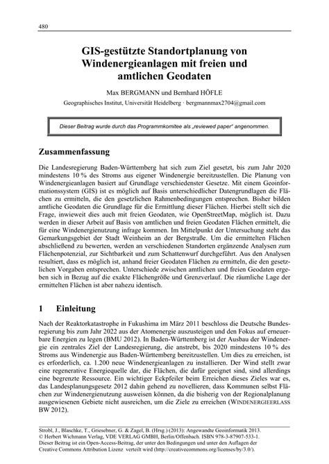 PDF GIS gestützte Standortplanung von Windenergieanlagen mit freien