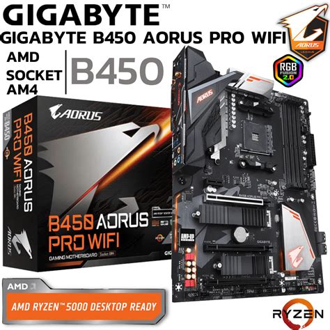 Mainboard เมนบอร์ด Am4 Gigabyte B450 Aorus Pro Wifi Ddr4 Support 5000 Series Shopee Thailand