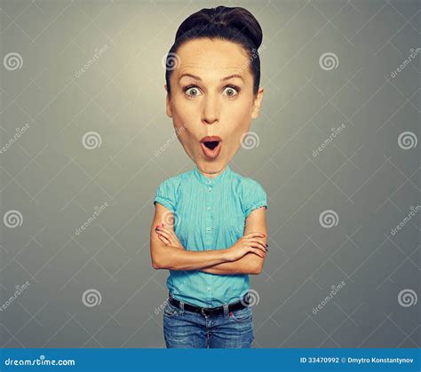 Funny Amazed Woman With Big Head Stock Photo Image Of Standing Large